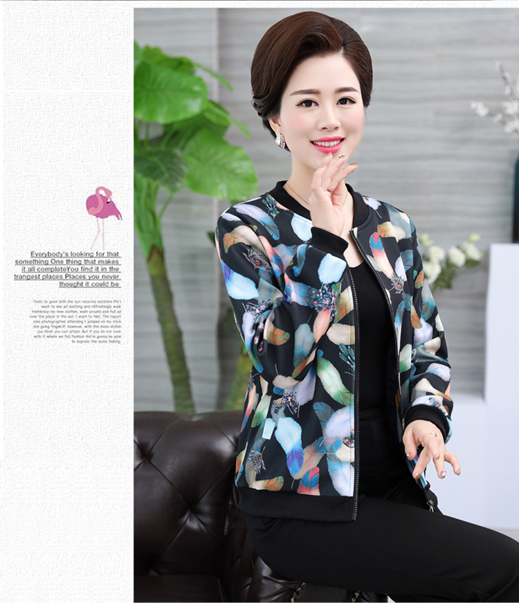 Phụ nữ trung niên mẹ váy mùa xuân áo khoác ngắn 40 tuổi 50 lớn kích thước mùa xuân và mùa thu áo trung niên phụ nữ áo sơ mi áo khoác trung niên