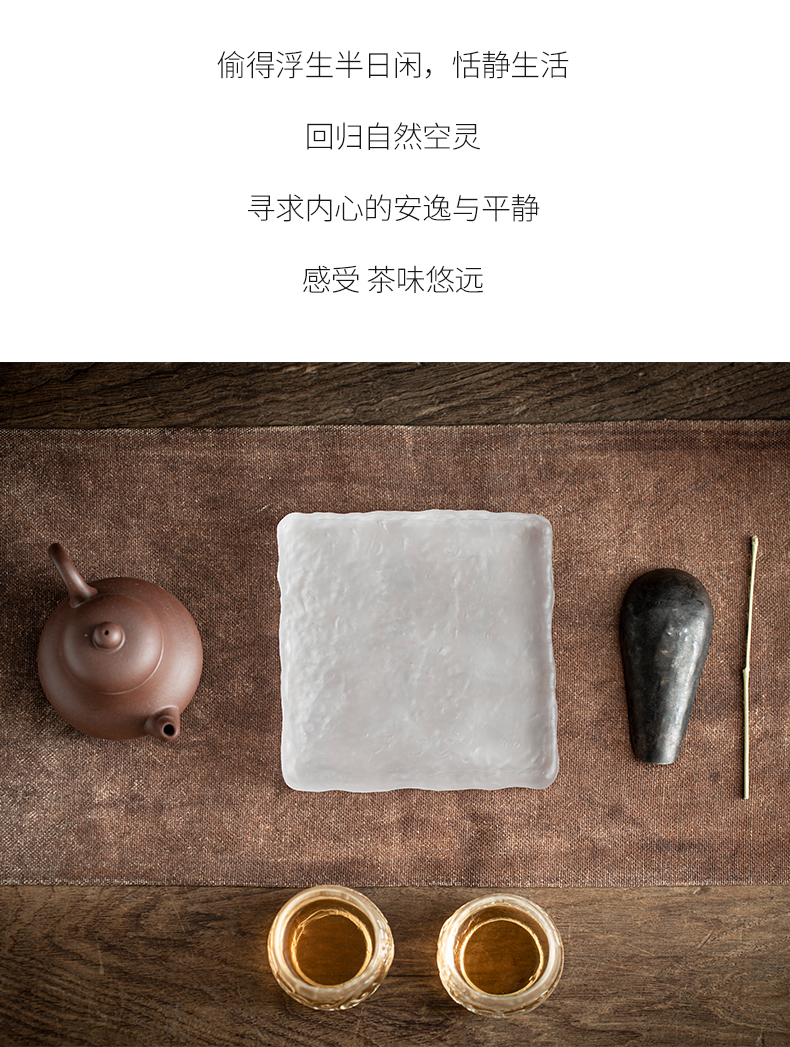 Old Japanese glass pot bearing pot pad at the grid manually restoring ancient ways is frosted glass dry terms plate tea accessories tray mat