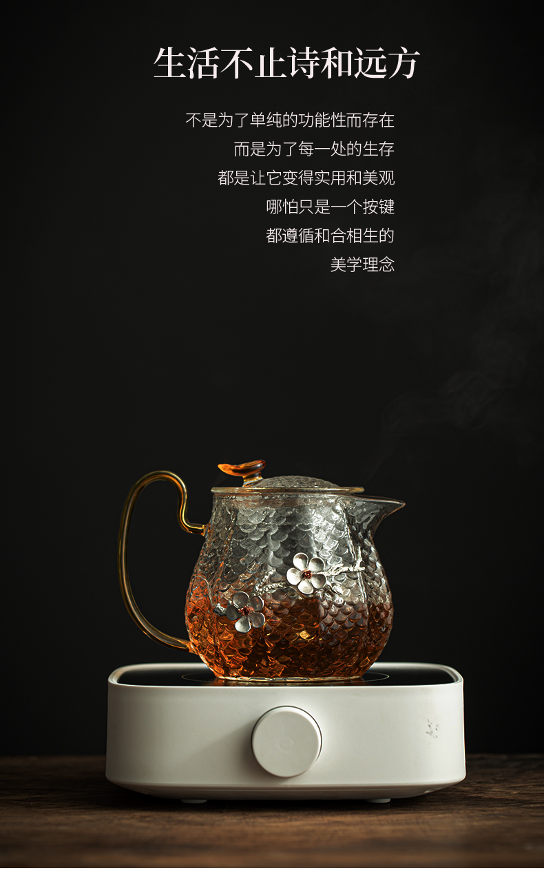 Old looks at doug contracted household square high - power electric TaoLu boiled tea stove glass kettle boil tea, small