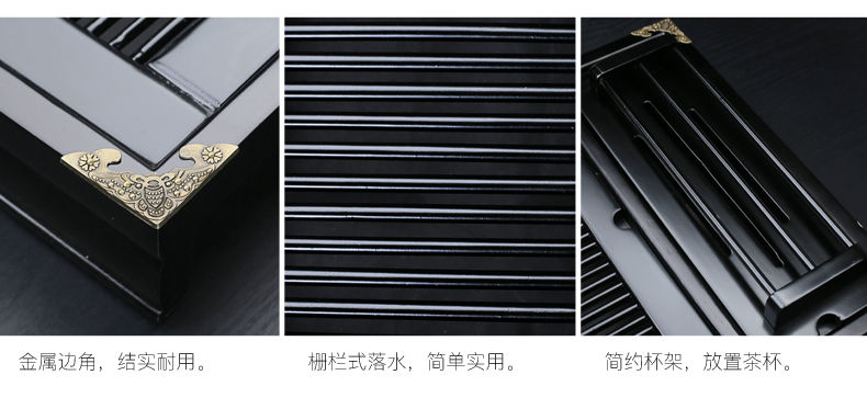 Old elder brother up at the grid violet arenaceous kung fu tea sets, black cup frame buford solid wood tea tray household white porcelain your up the teapot