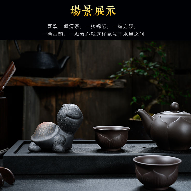 & old, dark violet arenaceous mud mini tea pet idea big head small tortoise tea tray was furnishing articles can keep playing tea tea accessories