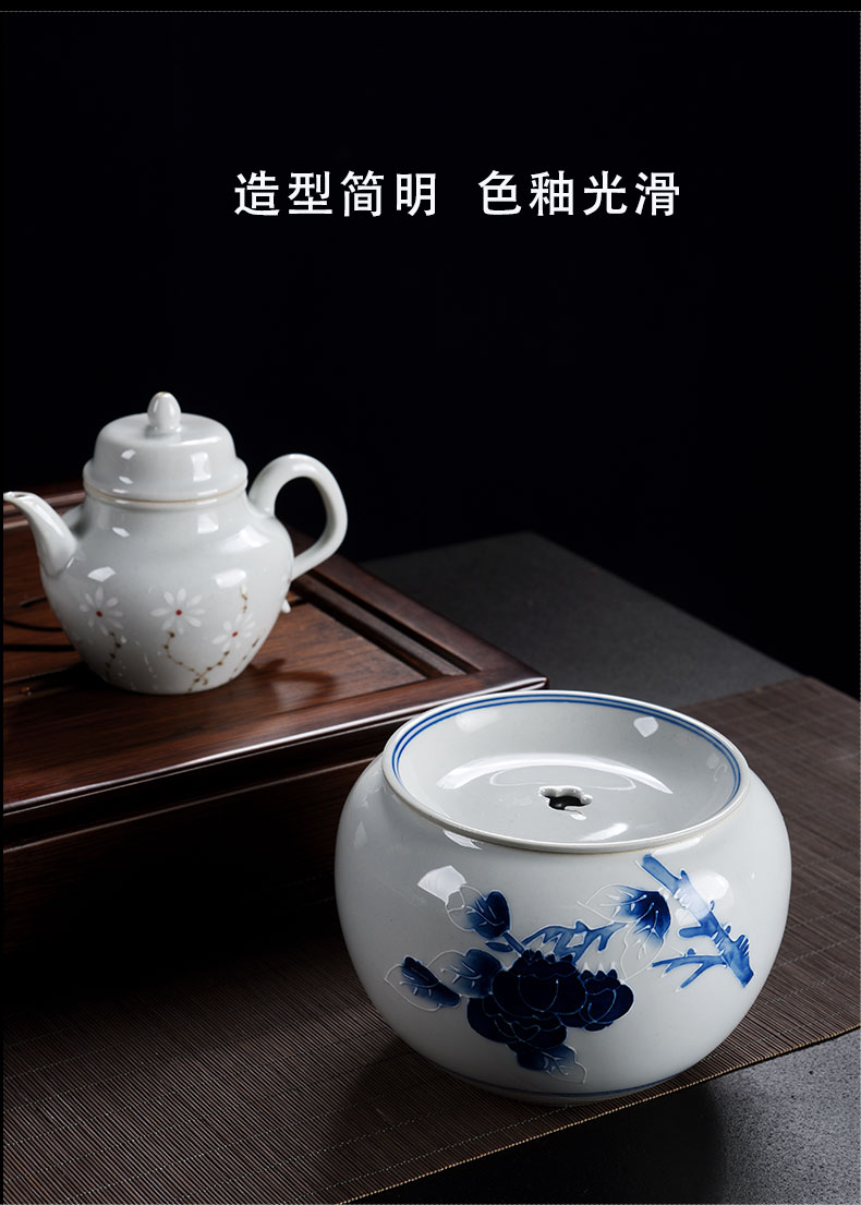 Old at restoring ancient ways, hand - made tea leaf - cylinder Japanese tea wash water jar ceramic building writing brush washer water pot bearing kung fu tea set of the accessories