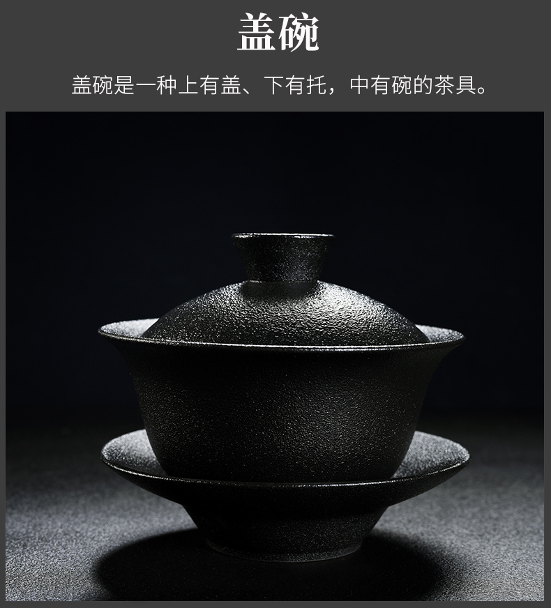 & old, black pottery xi shi teapot teacup ceramic tea set household kung fu real MuZhu tureen tea tray package