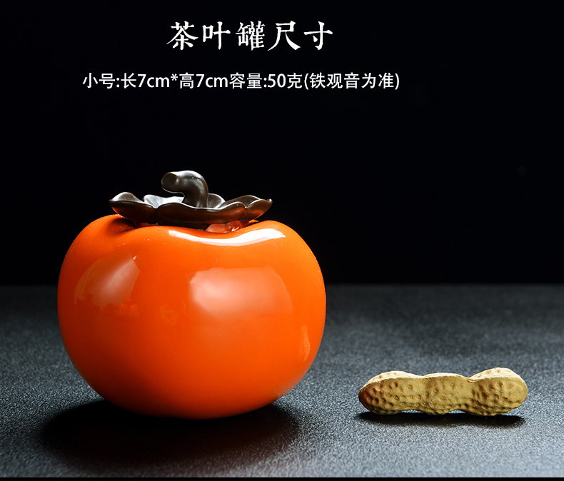 Persimmon Persimmon ruyi & old, small mini Persimmon ceramic creative caddy fixings tea POTS pet furnishing articles sealed jar