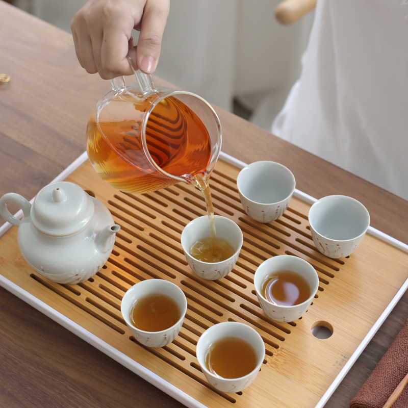 Old teacups hand - made ceramic up celadon lid bowl at the grid kung fu tea set suit household Japanese tea tray