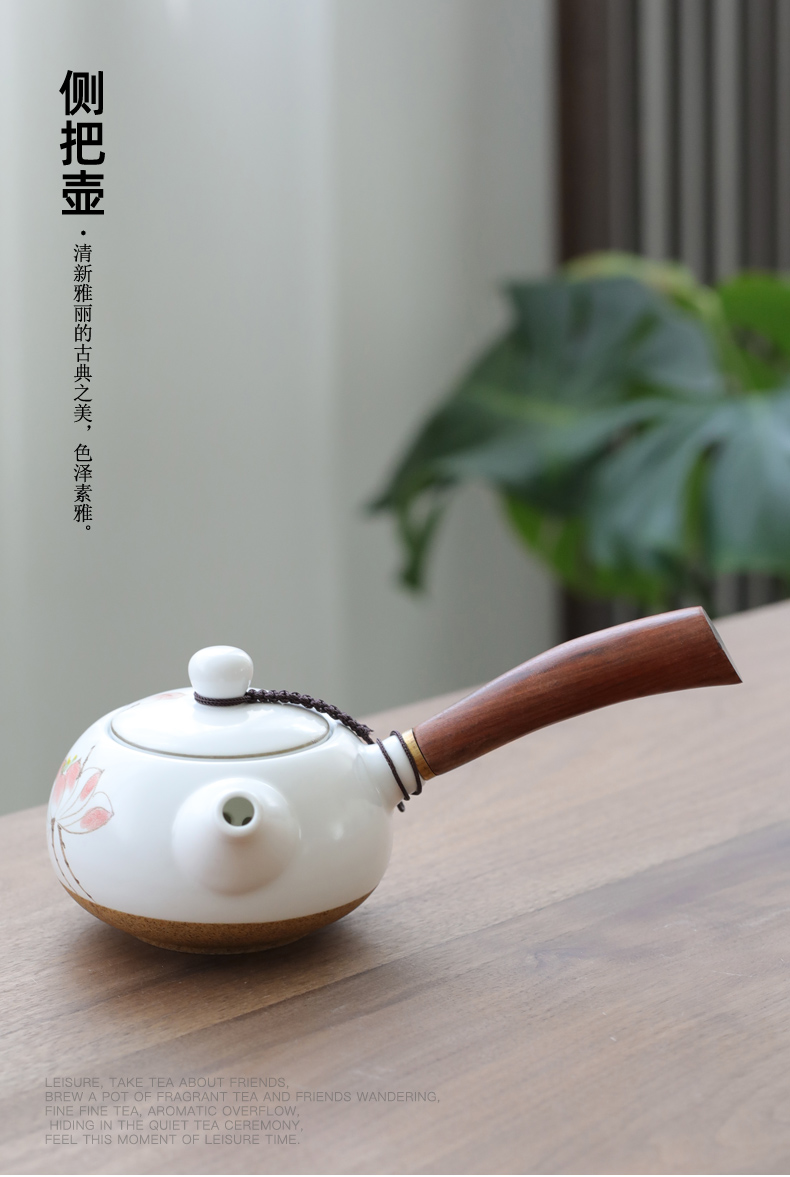 & old ceramic tea set, hand - made kung fu suit Japanese bamboo tea tray lid bowl of whole household cup side