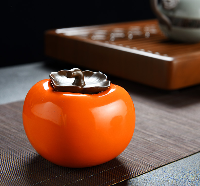Persimmon Persimmon ruyi & old, small mini Persimmon ceramic creative caddy fixings tea POTS pet furnishing articles sealed jar