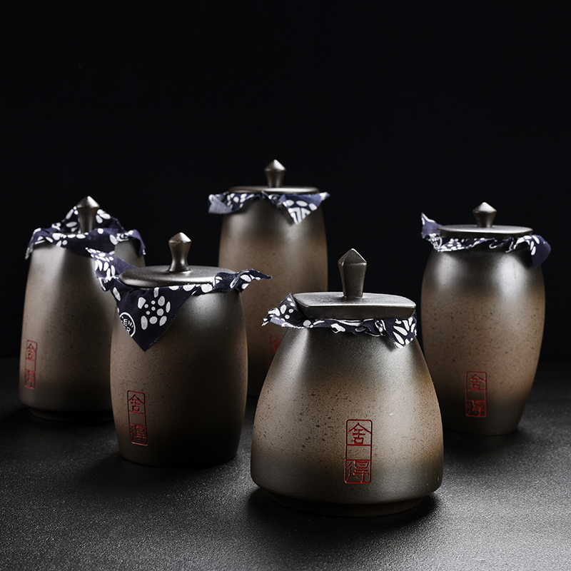 Old &, coarse pottery to caddy fixings Japanese ancient ceramic POTS trumpet in bulk storage tanks receives tea boxes
