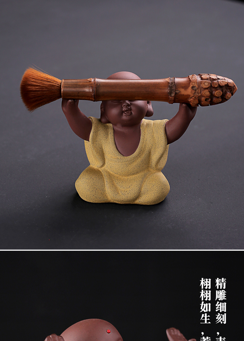 Old &, kung fu tea accessories color purple sand tea pet furnishing articles arenaceous contented little monks maitreya kongming pen pen rack