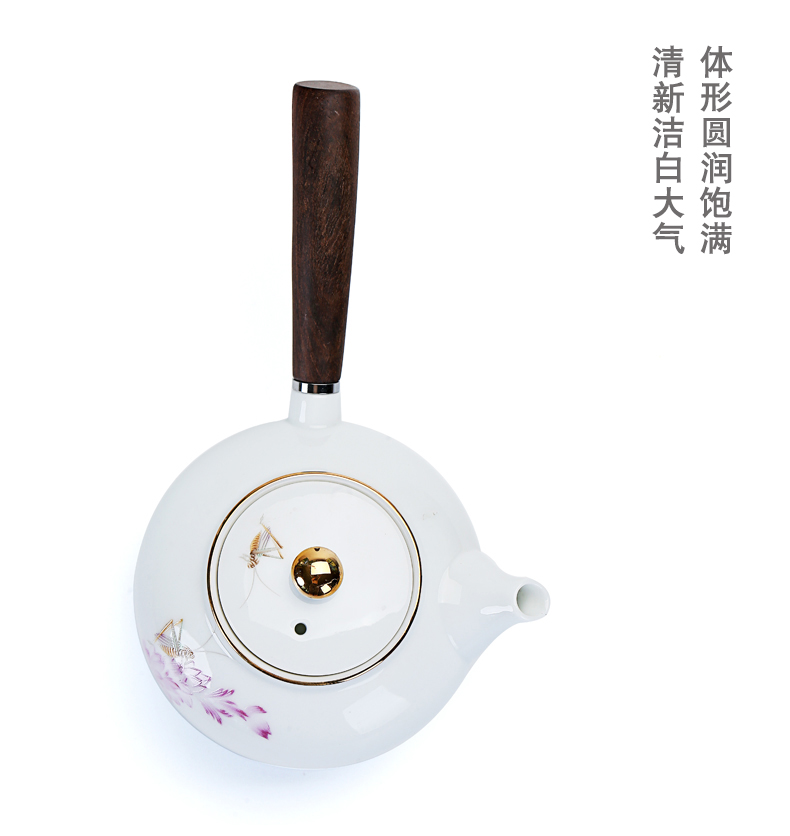 & old cixin qiu - yun, ceramic tea set fuels the Japanese side to large teapot the pot of white porcelain wood kung fu tea