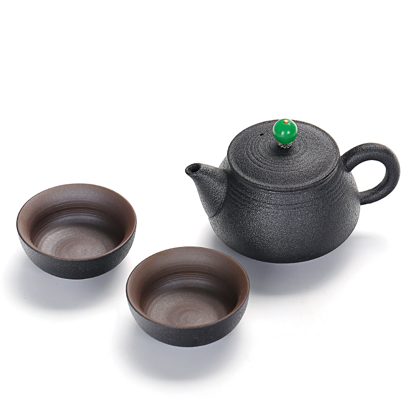 Old &, kung fu tea set a pot of two cups of black portable travel teapot teacup home office personal tea set