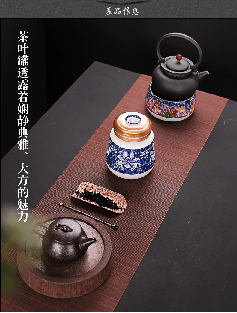 Old &, blue and white porcelain large white gourd shape caddy fixings ceramic seal storage tanks in bulk black tea tea pot