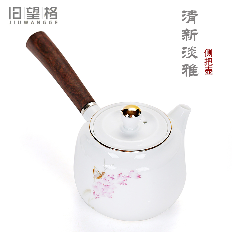 Old &, kung fu tea set ceramic paint cixin qiu - yun, Japanese wooden side pot of white porcelain large teapot tea