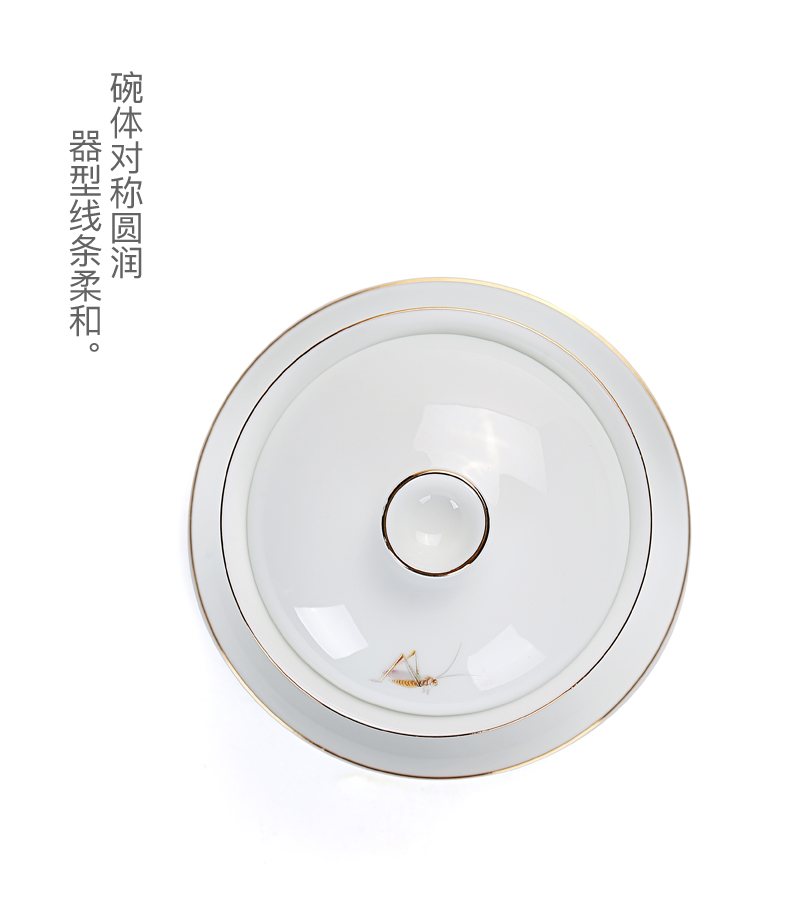 & old cixin qiu - yun, ceramic kung fu tea set large tureen paint fresh white porcelain cup bowl three to bowl