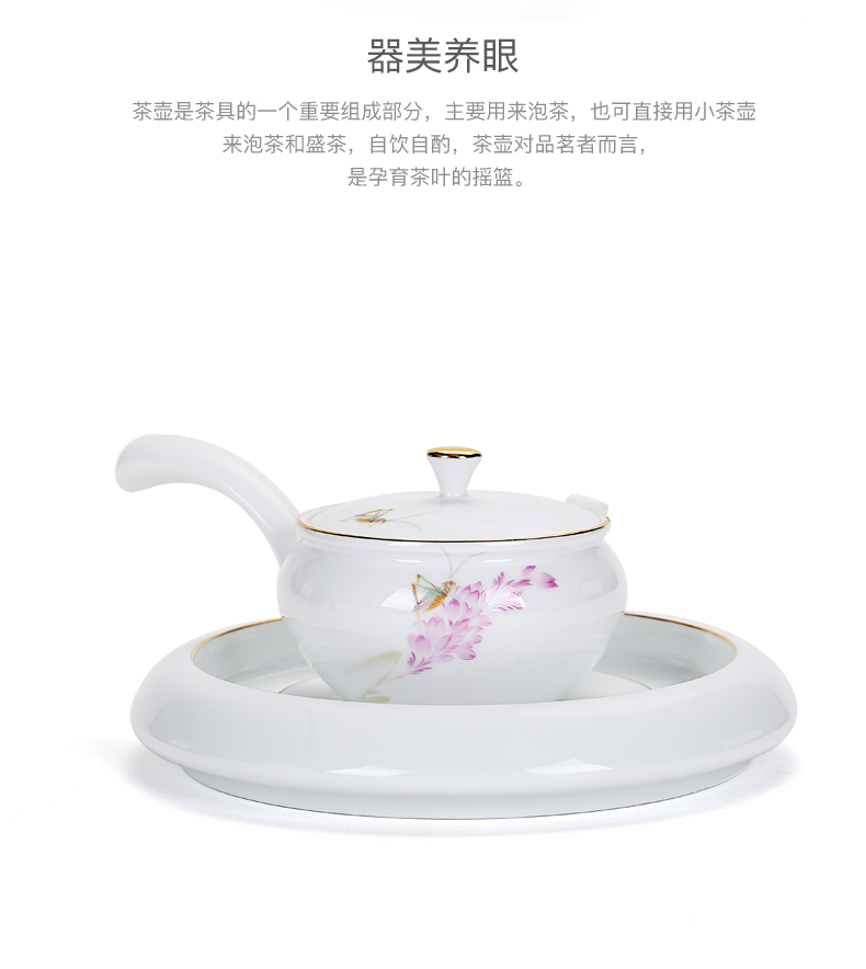 Old &, ceramic kung fu tea set Japanese side pot of pure and fresh and contracted white porcelain paint teapot tea, single pot