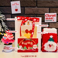 Рождественское белое отверстие для открытия подарочная сумка+розовый крючок+рождественский набор носков