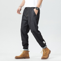 Pure Black Jeans Male Loose Hallen Summer 2022 New Pint American Tide Card Casual Long Pants Original Day Ensemble