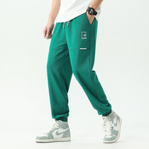 Casual Sports Pants Male summer thinness Loose Bunches GREEN LEATHER PANTS MALE PERSONALITY NET RED ORIGINAL DAY FAMILY TIDE CARDS