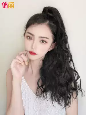 Wig Female long hair ponytail wig Female long curly hair Net red big wave curly realistic wig ponytail strap type