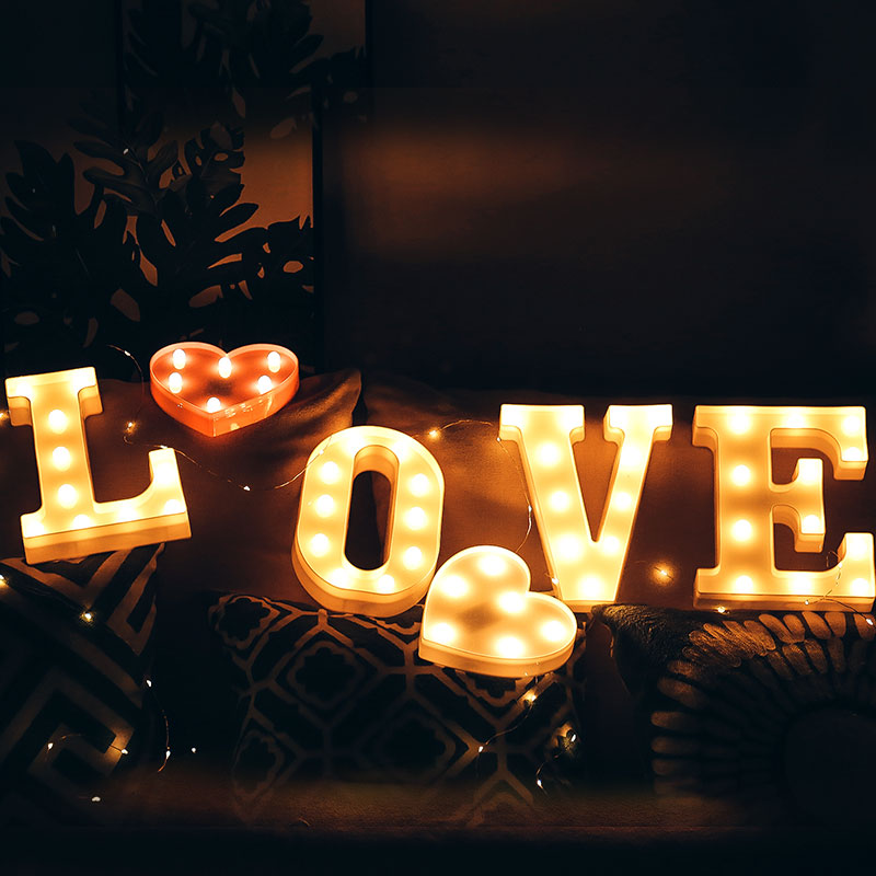 LED letter light decoration creative proposal romantic confession creative surprise trunk Room decoration digital props