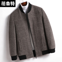 Autumn winter tweed coat without cashmere plus cotton thickened wool woolen coat woolen coat mens short large size short jacket