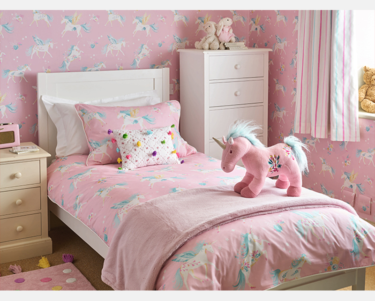 bộ đồ giường chăn Laura Ashley hồng Unicorn trẻ em gối mảnh 1,2m giường - Bộ đồ giường trẻ em 	bộ chăn ga gối đệm cho bé trai	
