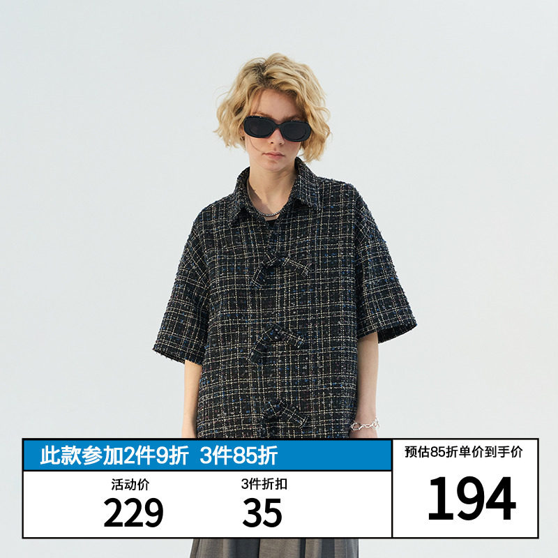 MODITEC coarse woven floras with buttoned down shoulder shirt small fragrant windy, fall shoulder short sleeve large profile shirt