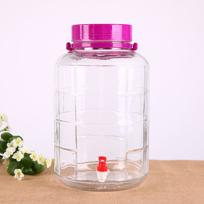 Thickened glass bubble wine bottle with faucet 10 catties wine bottle soaking wine jar wine tank sealed tank