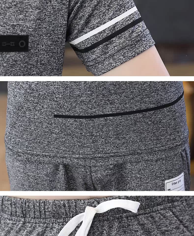 Set áo thun nam tay ngắn xu hướng thương hiệu quần áo mùa hè nam phù hợp với quần short thể thao đẹp trai - Bộ đồ bộ đồ thể thao nam