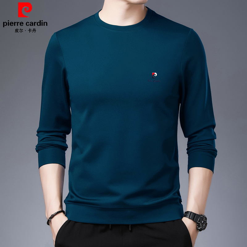 Pierre Cardin Men's Long-Sleeved T-Shirt 2026 New Spring Round-Neck Bottoming Shirt High-End Quality Men's Sweatshirt Pure Color