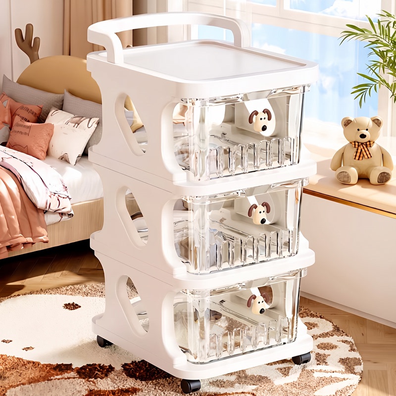 German-Style Small Cart Snack Rack Multi-Layer Movable Storage Box Baby Toy High-Value Living Room Storage Cabinet