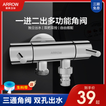 Wrigley three-way angle valve one in two out Triangle valve double switch double faucet water separator household water valve switch