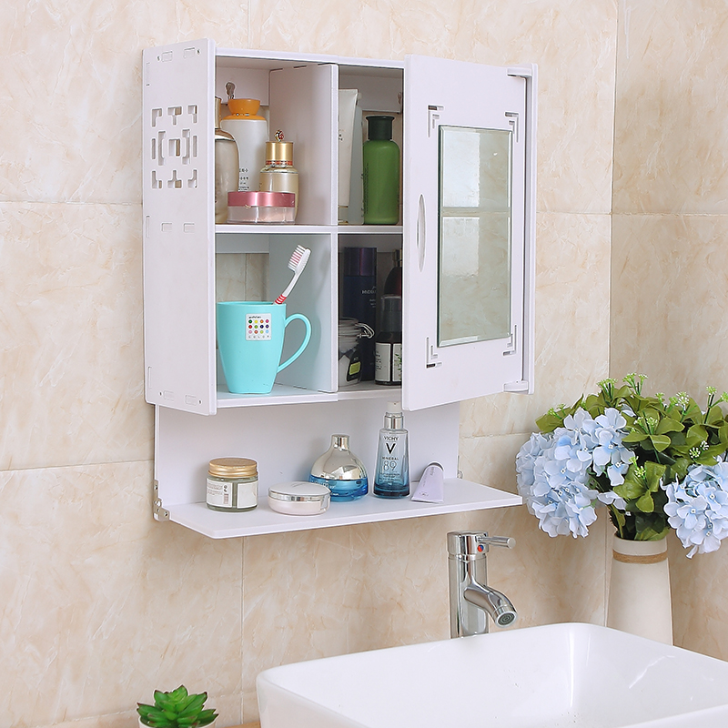 Perforated toilet cabinet mirror bathroom mirror cabinet washstand washstand toilet dormitory wall hanging wall hanging shelf mirror