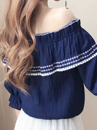 White one-shoulder top for women off-shoulder cotton and linen off-shoulder short-sleeved slim sexy slim sweet super fairy temperament women's clothing