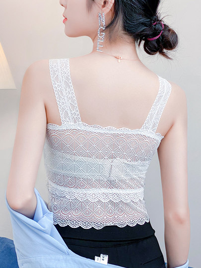 Lace suspender tube top for women, thin inner layer, anti-exposure, wrapped chest, summer new style, short navel-baring vest, trendy