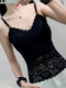 Sexy hollow lace camisole women's 2025 spring and summer new style inner bottoming shirt with breast pads women's trendy tops