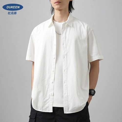 Хлопковая летняя ретро белая рубашка, премиум класс, в американском стиле