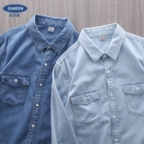 Демисезонная рубашка, хлопковый джинсовый лонгслив, куртка, в американском стиле