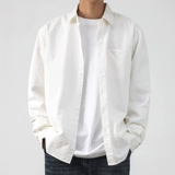 Хлопковый лонгслив, осенняя рубашка, однотонная куртка для отдыха, в американском стиле, изысканный стиль