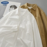 Хлопковый лонгслив, осенняя рубашка, однотонная куртка для отдыха, в американском стиле, изысканный стиль