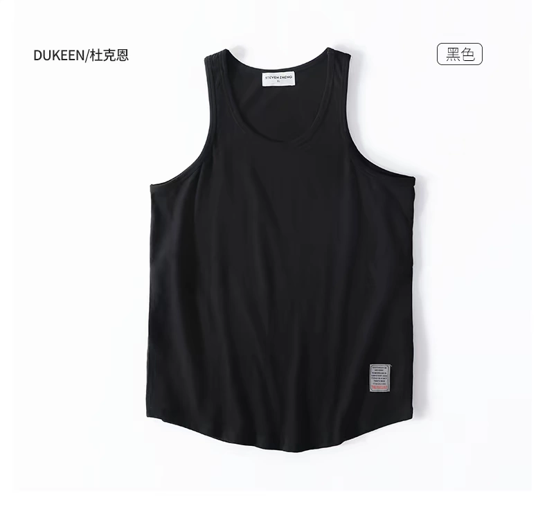 Áo vest nam tay lửng mùa hè cotton màu rắn cá tính nam slings chạm đáy xu hướng thể thao áo sơ mi nam - Áo vest cotton