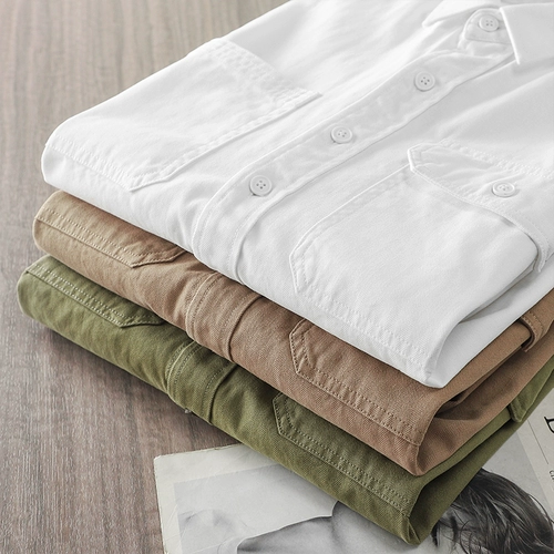 Хлопковая демисезонная рубашка, белая куртка для отдыха, в американском стиле, оверсайз