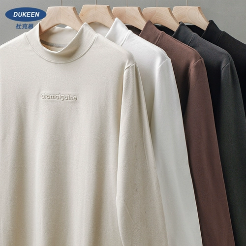 Бархатный базовый приятный телу зимний удерживающий тепло лонгслив, в американском стиле, высокий воротник, с вышивкой