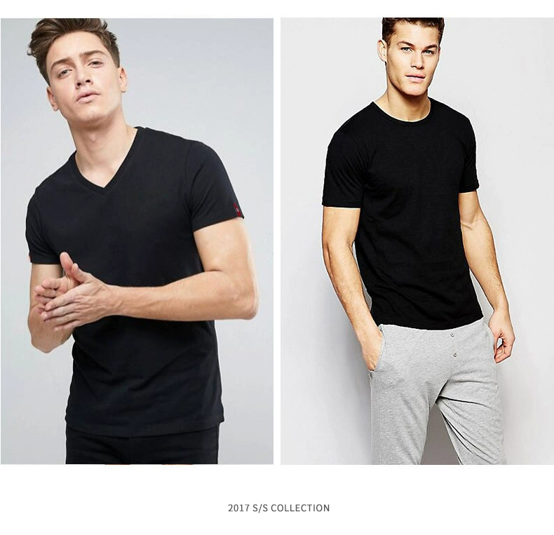 Mùa hè cotton mỏng áo thun trắng cổ tròn quần áo màu trắng nam nửa tay áo chạm đáy áo sơ mi nam tay ngắn áo thun nam tay ngắn có cổ