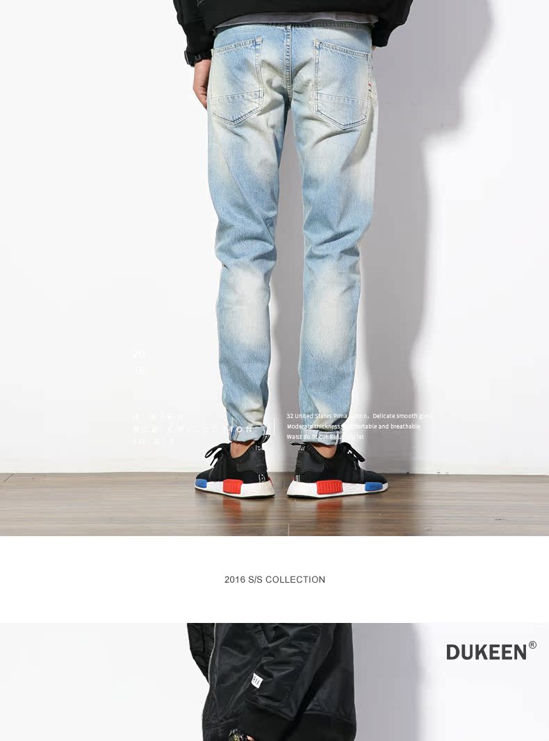 Quần jean nam Straight Slim Hàn Quốc Quần dài nam thanh lịch giản dị Quần dài Quần dài Joker - Quần jean quần bò ống rộng nam