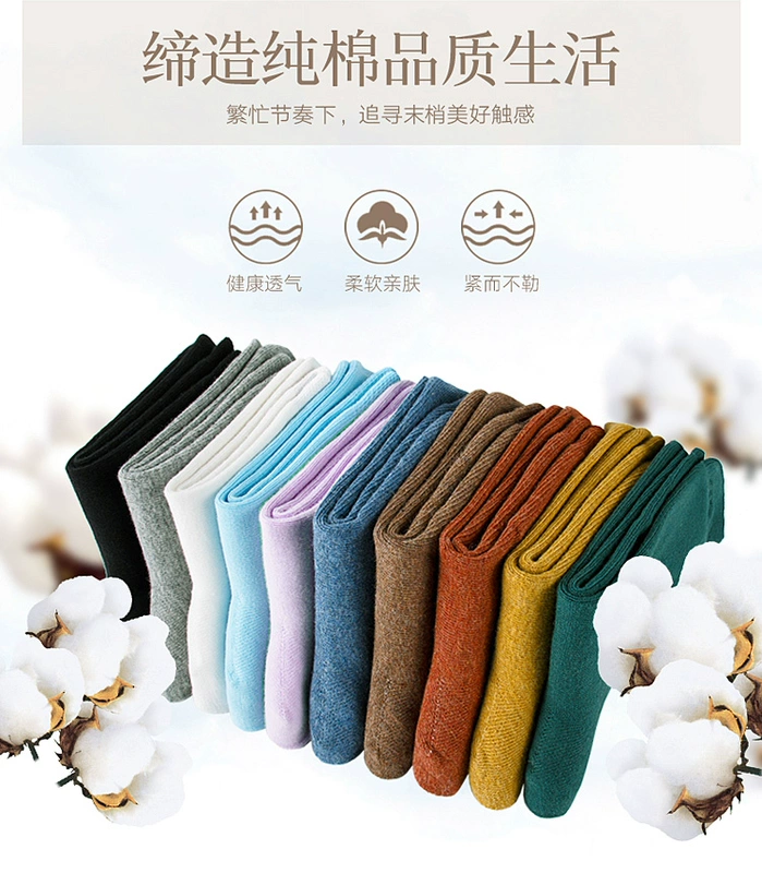 Vớ đen nữ cotton vớ mùa thu và mùa đông Nam Cực mùa thu và mùa đông mô hình cotton dày khử mùi phụ nữ vớ cotton tất nữ