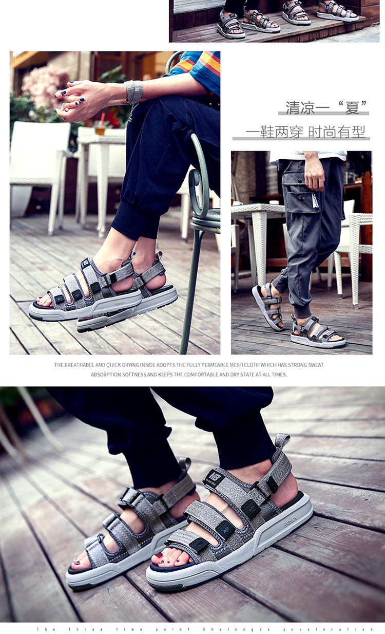 Dép chính hãng thể thao nam Aishang New Bailun 2019 New NB Wild Velcro Dép đi biển - Giày thể thao / sandles dép sandal nam hàng hiệu