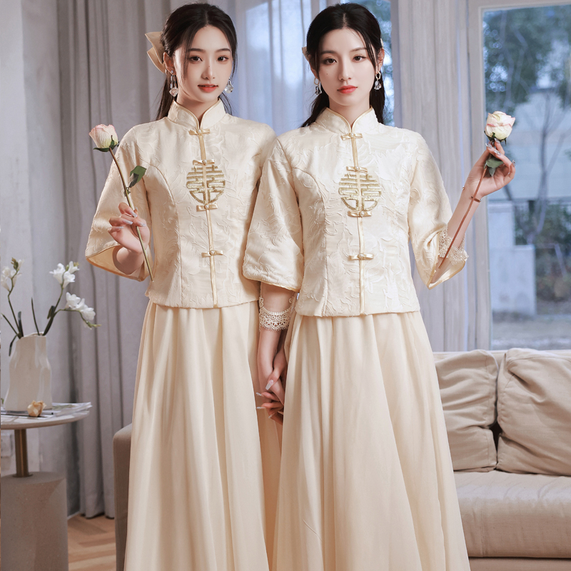 Long summer bridesmaid dress, Chinese style, fitted, for bridesmaid Long summer bridesmaid dress, Chinese style, fitted, for bridesmaid
