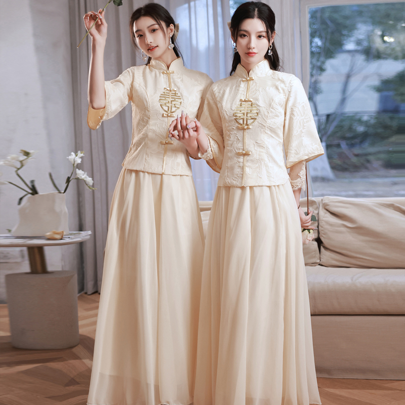 Long summer bridesmaid dress, Chinese style, fitted, for bridesmaid Long summer bridesmaid dress, Chinese style, fitted, for bridesmaid