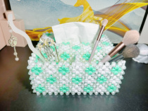 diy beaded multifunctional tissue box pen holder makeup brush storage box pen holder woven paper box ornaments finished product